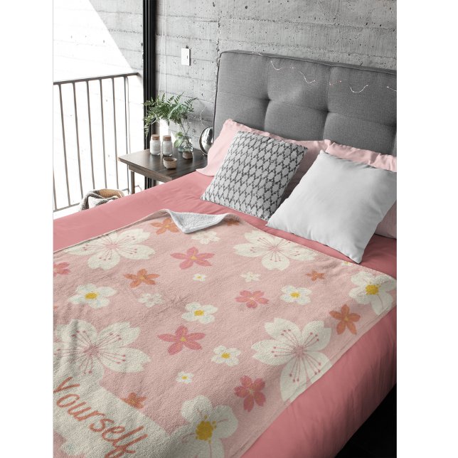 Positive Affirmative Blume Muster Pink White Sherpadecke (Von Creator hochgeladen)