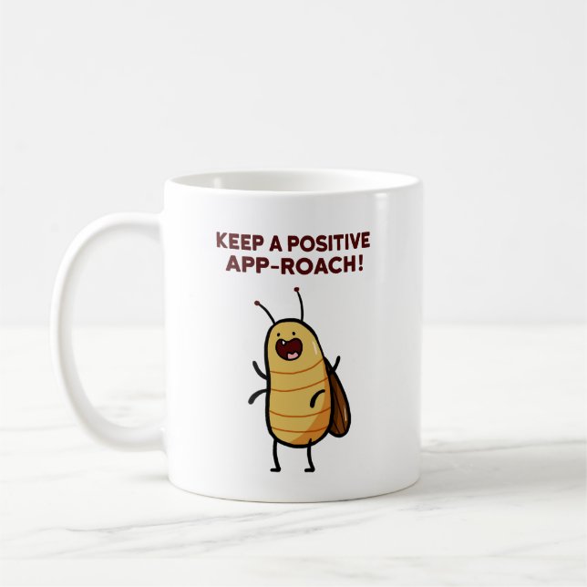 Positive App-roach Cockroach Bug Pun Tasse (Links)