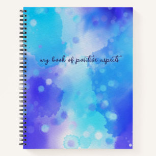 Positive Aspekte Blue Watercolor Dankbarkeit Notizbuch