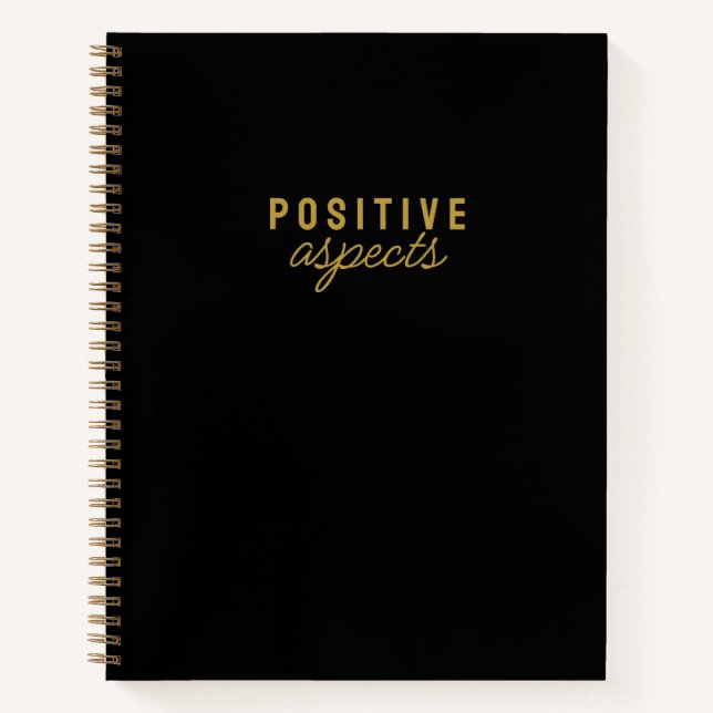 Positive Aspekte Minimalistische Schwarze Dankbark Notizbuch (Vorderseite)