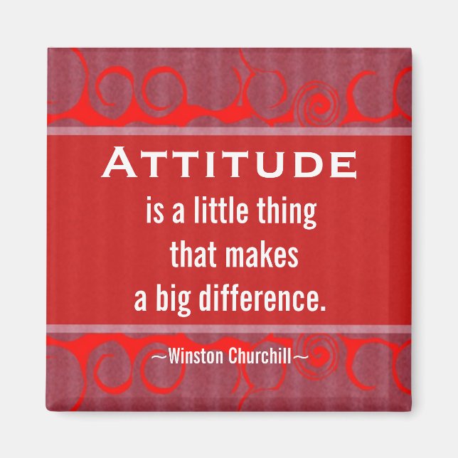 Positive Attitude-Churchill-Quote - Motivation Magnet (Vorne)