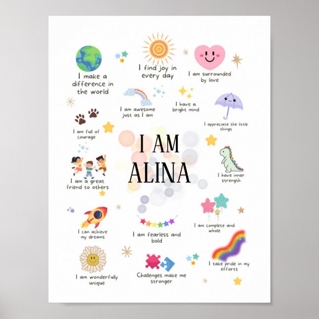 Positive Bejahungen für Kinder, Affirmation Poster (Vorne)