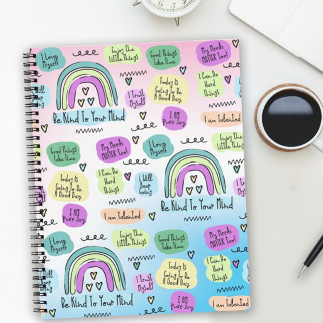 Positive Bejahungen Notizbuch (Think happy thoughts with this positive affirmation notebook. Great for school or for journaling,)