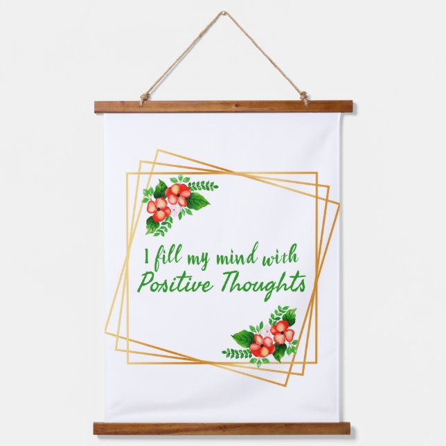 positive Bekräftigungen für die Liebe und den Erfo Wandteppich Mit Holzrahmen (Vorderseite)