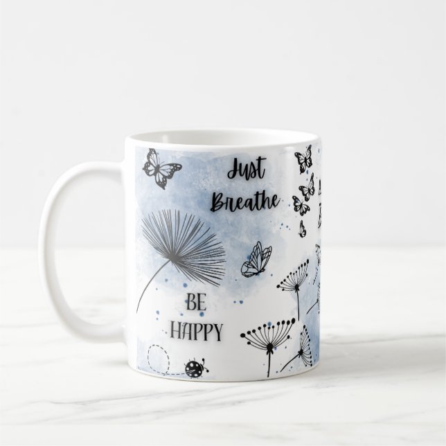 Positive Bestätigung Blue Watercolor Kaffeetasse (Links)