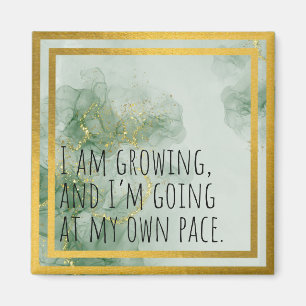 Positive Bestätigung der Aquarellfarbe Grün/Gold Magnet