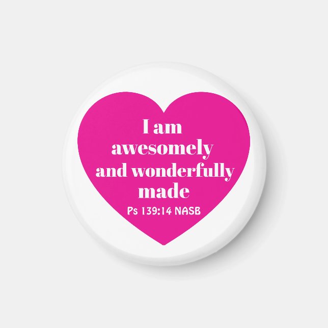 Positive Bible Verse Affirmation Pink Heart Cute Magnet (Vorne)