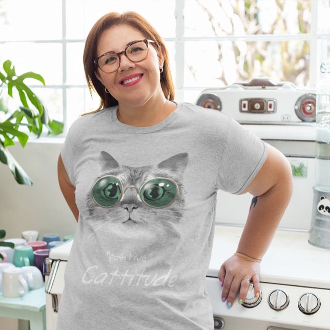 Positive Cattitude Funny Cat Pet Niedlich T-Shirt (Von Creator hochgeladen)