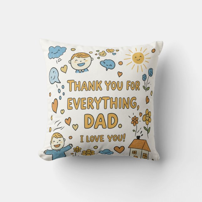 Positive Doodle-Meldung für Vater Kissen (Vorderseite)