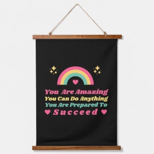 Positive Einstellung inspirierende Vibes Zitate Wandteppich Mit Holzrahmen