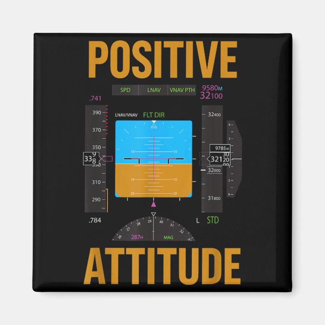Positive Einstellung lustiger Pilot Aviatik Instru Magnet (Vorne)