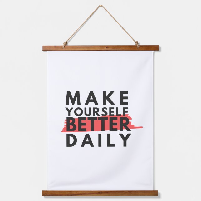 Positive Einstellung motivierend positive Worte Wandteppich Mit Holzrahmen (Vorderseite)