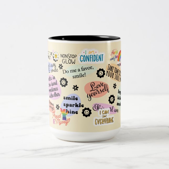 Positive Einstellung Zweifarbige Tasse (Mittel)