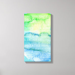 Positive Gedanken-inspirierend Wörter grün-blau Leinwanddruck