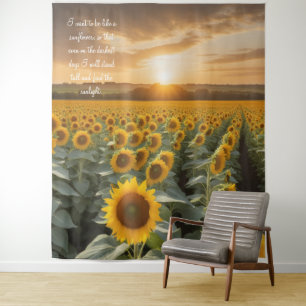 Positive hoffnungsvolle Sonnenblumen Sonnenaufgang Wandteppich