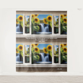 Positive hoffnungsvolle Sonnenblumen Wasserfall Ta Wandteppich