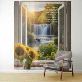 Positive hoffnungsvolle Sonnenblumen Wasserfall Ta Wandteppich