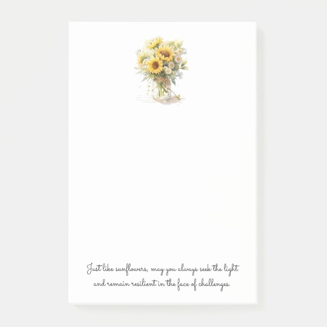 Positive Inspirationsblume in einer Vase nach dem  Post-it Klebezettel (Vorderseite)