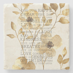 Positive Inspirierende Goldene Blumen Steinuntersetzer