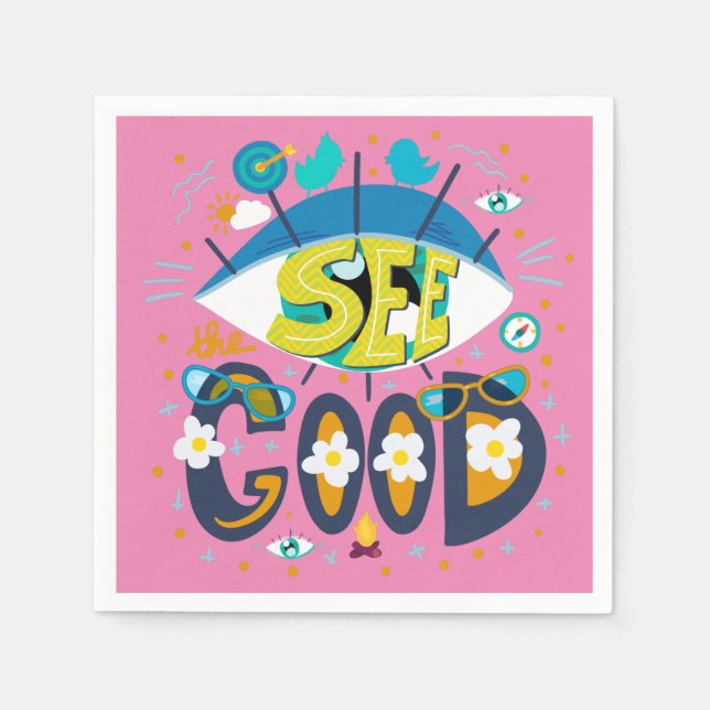 Positive inspirierende Zitat lebhaft Sommer Rosa Serviette (Vorderseite)