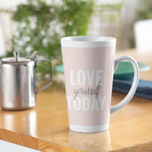 Positive Liebe dich heute Pastell-Rosa Zitat Milchtasse