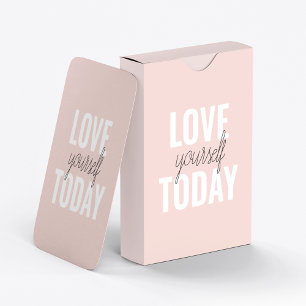 Positive Liebe dich heute selbst Pastell-Rosa Zit Spielkarten
