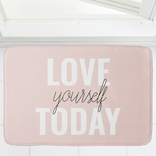 Positive Liebe Sie heute Pastel Pink Zitat Badematte