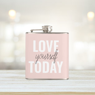 Positive Liebe Sie heute Pastel Pink Zitat Flachmann