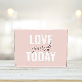 Positive Liebe Sie heute Pastel Pink Zitat Fotoblock