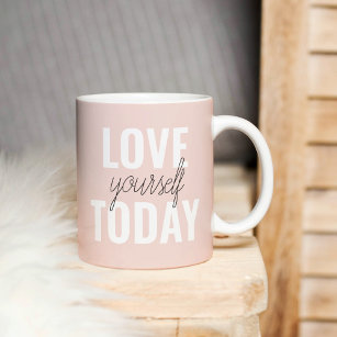 Positive Liebe Sie heute Pastel Pink Zitat Kaffeetasse