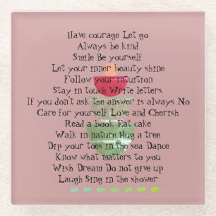 Positive Life Quotes Glück Pink Abstrakt Glasuntersetzer