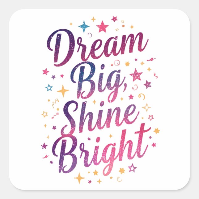 Positive Lila und rosa Typografie Quadratischer Aufkleber (Vorderseite)