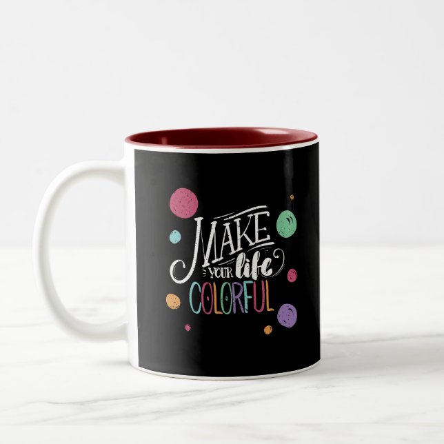 Positive Message Prints mit künstlerischen Designs Zweifarbige Tasse (Links)