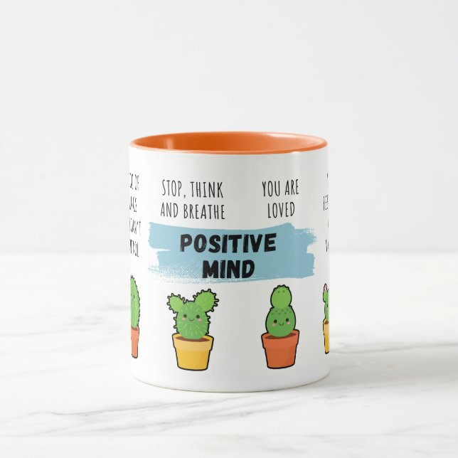 Positive Mind Niedlich Cactus Pflanze Keramik Tass Tasse (Zentrum)