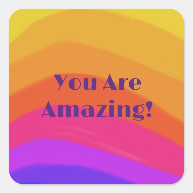 Positive moderne Regenbogenfarben Quadratischer Aufkleber (Vorderseite)