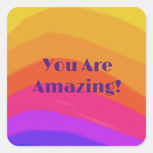 Positive moderne Regenbogenfarben Quadratischer Aufkleber