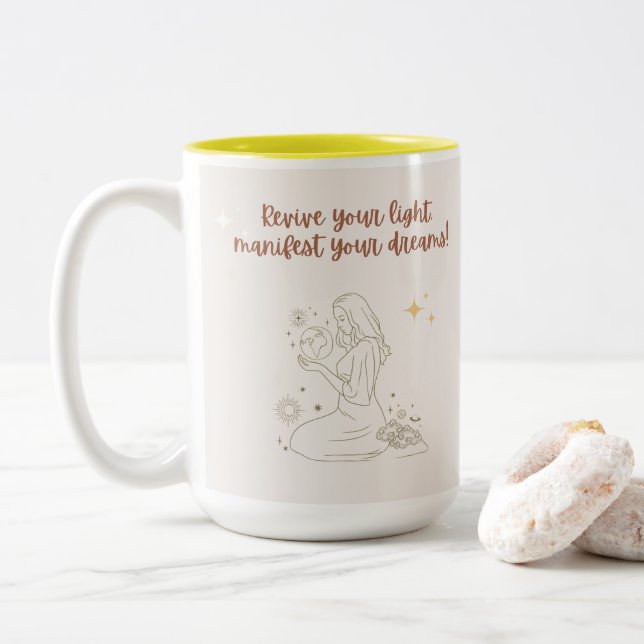 positive morning affirmation mug zweifarbige tasse (Mit Donut)