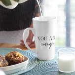 Positive Motivation Sie sind genug Zitat Milchtasse<br><div class="desc">Suchen Sie eine tägliche Erinnerung, dass Sie genug sind? Wir stellen Ihnen unsere Angebote "You Are Enough" vor, mit denen Sie sich positiv motivieren und Ihre Stimmung steigern können, wann immer Sie sie brauchen. Mit diesen inspirierend Produkten können Sie die bestärkende Botschaft der Selbstakzeptanz und Selbstverständlichkeit mit sich führen, wohin...</div>