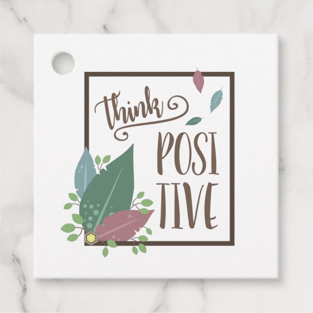 Positive Motivation Text feather boho Geschenkanhänger (Vorderseite)