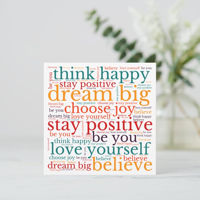 Positive Phrase WordArt-Muster Multicolor White (Stehend Vorderseite)