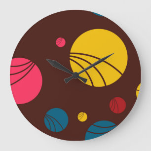 Positive, playful, happy, modern, cool circles art große wanduhr