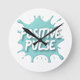 Positive Pulse Splatter Graphic Runde Wanduhr