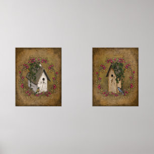Positive Redewendungen Vintag Look Birdhouses Berr Bilderwand Sets