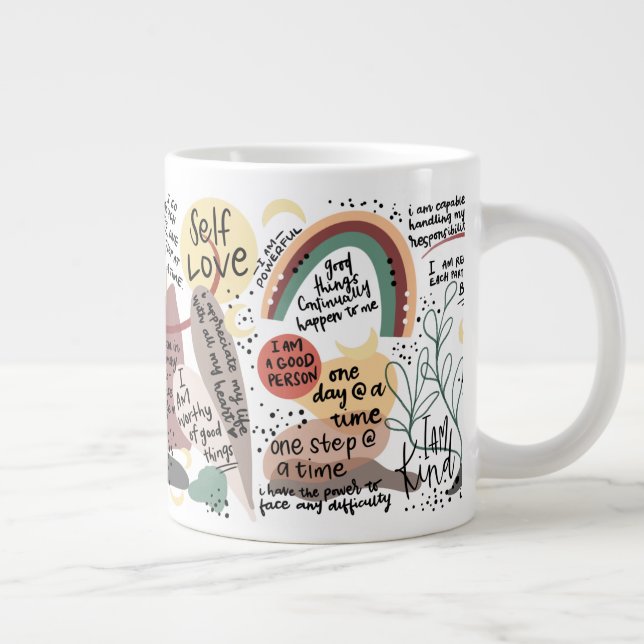 Positive Self Love Affirmations Graphics Jumbo-Tasse (Rechts)