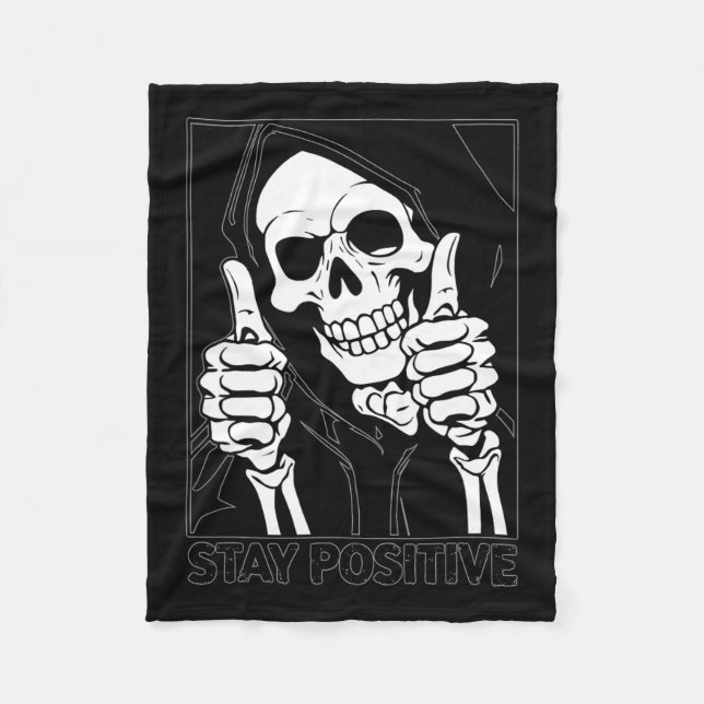 Positive Skeleton Grim Sensenmann Halloween bleibe Fleecedecke (Vorderseite)