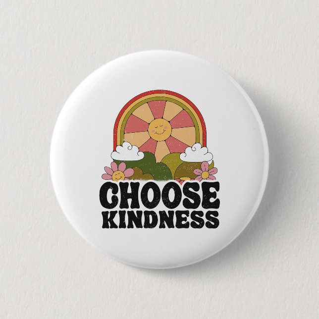 Positive Sun Peace Hippie Retro Wählen Sie Kindnes Button (Vorderseite)