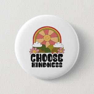 Positive Sun Peace Hippie Wählen Sie Kindness Eart Button