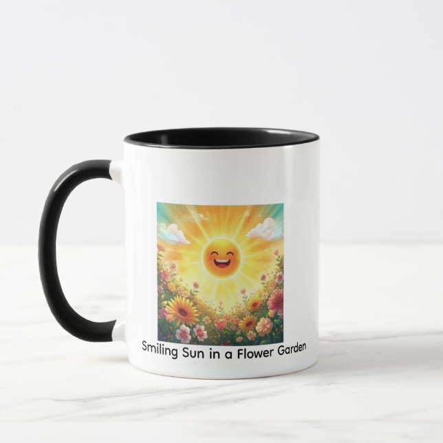 Positive Sunshine Art – Bright Happy Sun and Flowe Tasse (Links)