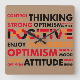 Positive Thinking and Attitude Quadratische Wanduhr
