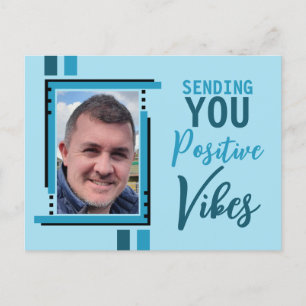 Positive Vibes Ermutigung hinzufügen Foto blau Postkarte